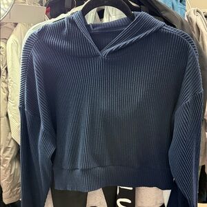 ALO Yoga Navy Blue Ribbed Hoodie
